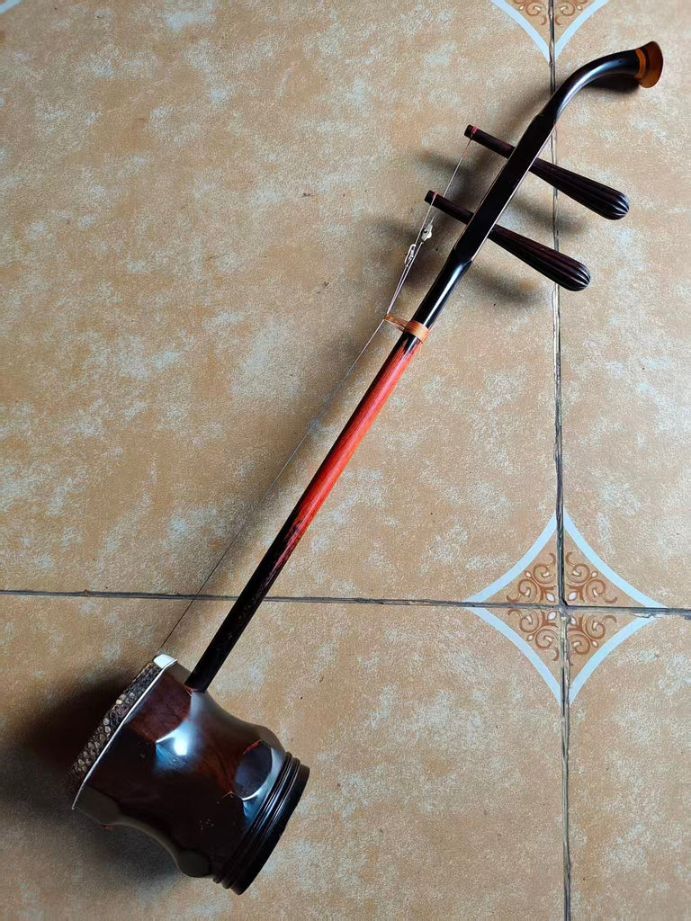 Used Vintage No.258 Antique Erhu – Rare Pink Ivory Wood, 1960s Beijing, Wild Python Skin, Collector's Edition