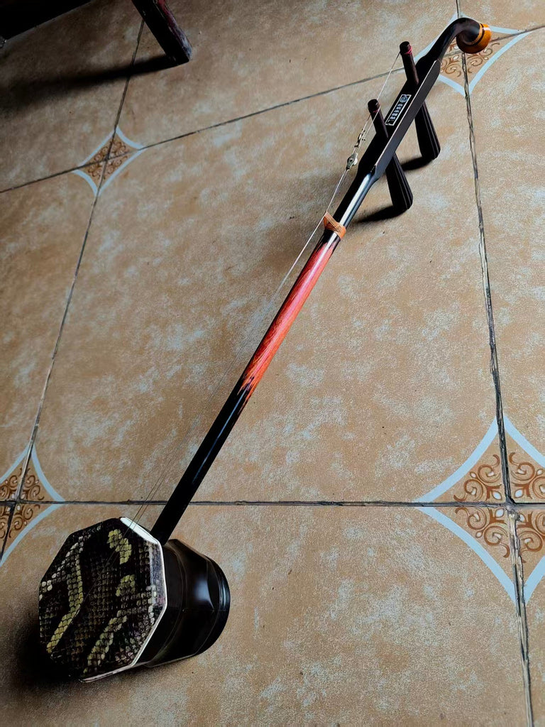 Used Vintage No.258 Antique Erhu – Rare Pink Ivory Wood, 1960s Beijing, Wild Python Skin, Collector's Edition